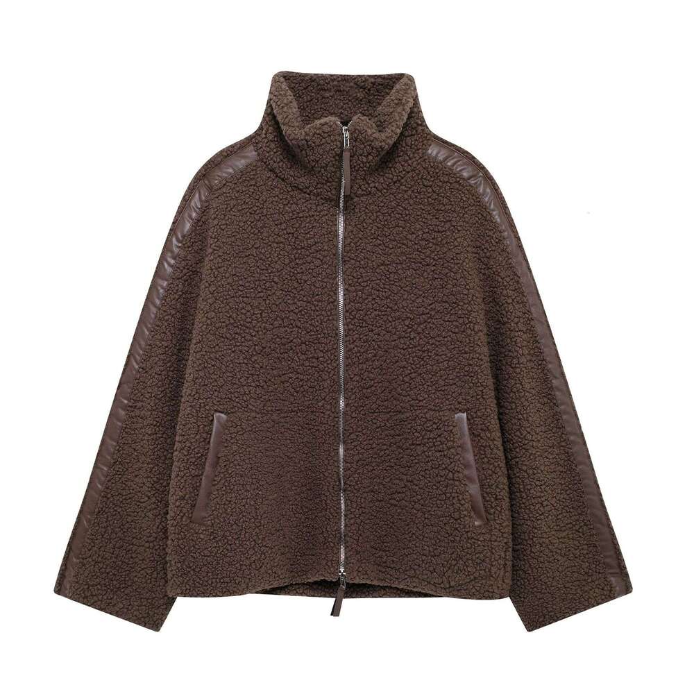 European American women's autumn and winter loose teddy veet outdoor zipper jacket 2024 new casual fashion trend clothing