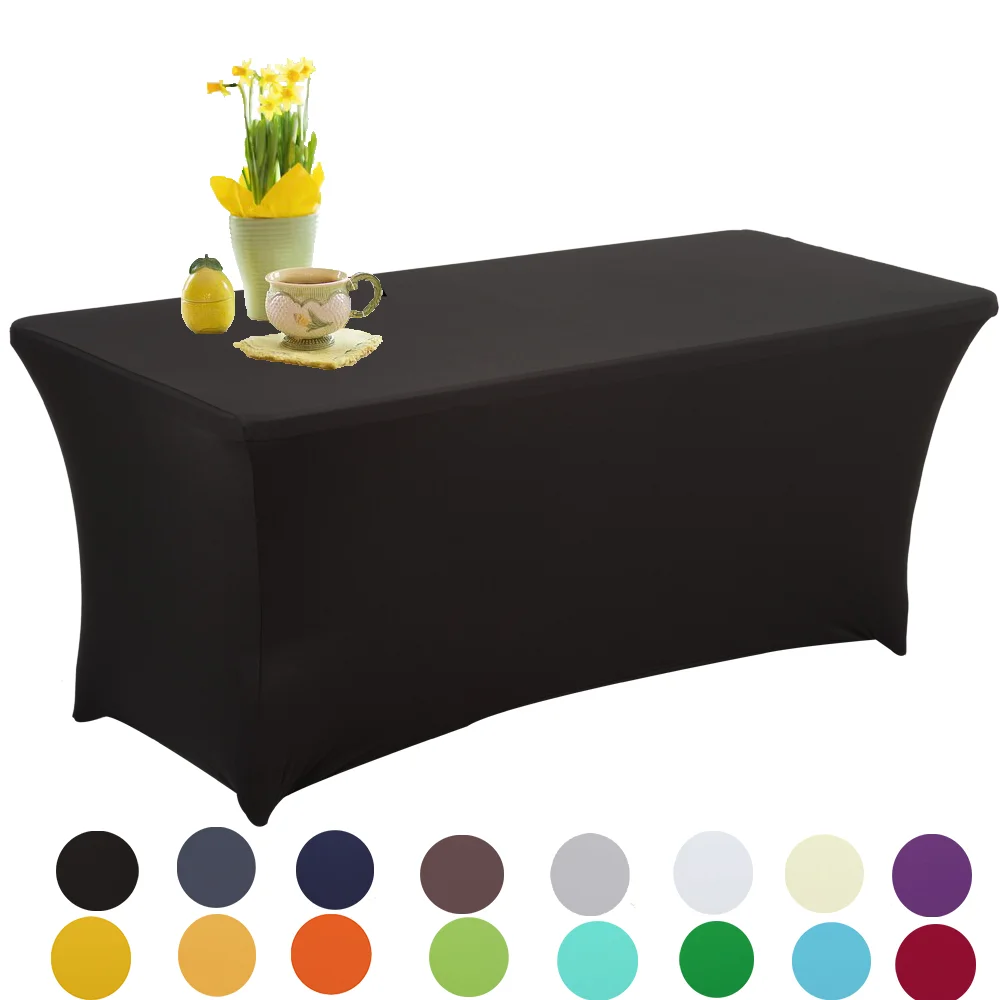 Rectangular Tablecloths Spandex Stretch Table Cover For Wedding Hotel Home Event Party Decoration HAORUI 31