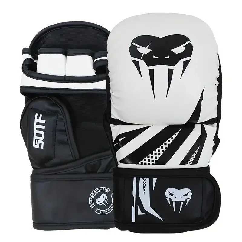 Professional MMA Half Finger Boxing Gloves Thick PU Muay Thai MMA Sanda Training Gloves Boxing Training AccessoriesW241125