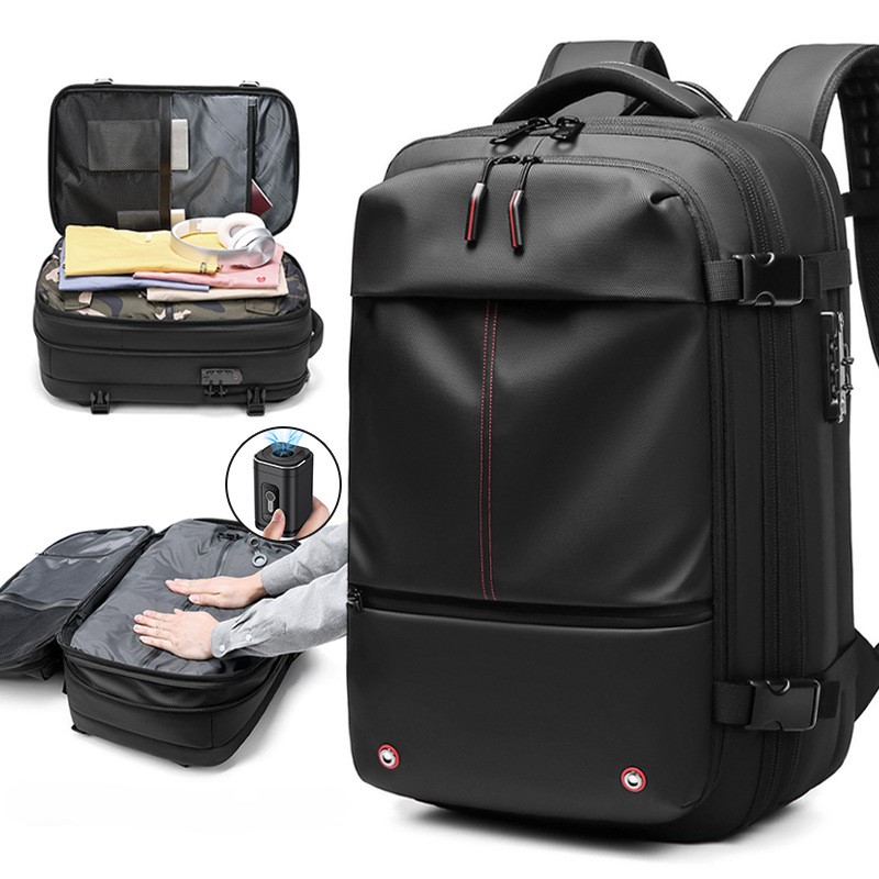2025 NEWS Vacuum compression mens travel backpack with air pump waterproof laptop bag highquality Oxford 17 inch