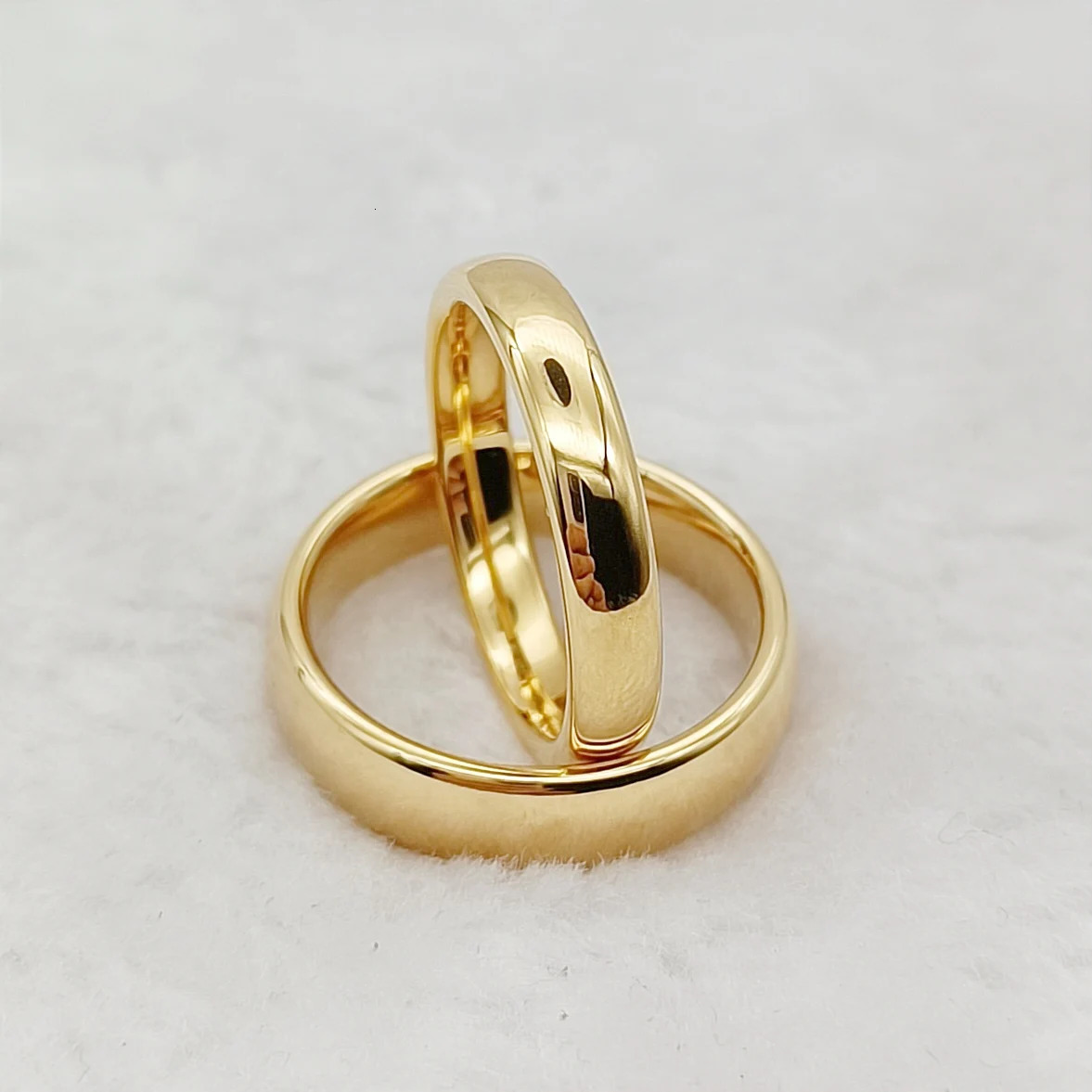 Simple 6mm 4mm Wedding Rings Lovers High Quality Handmade Fashion Jewelry Golden Couples Marriage Tungsten Finger Ring 241202