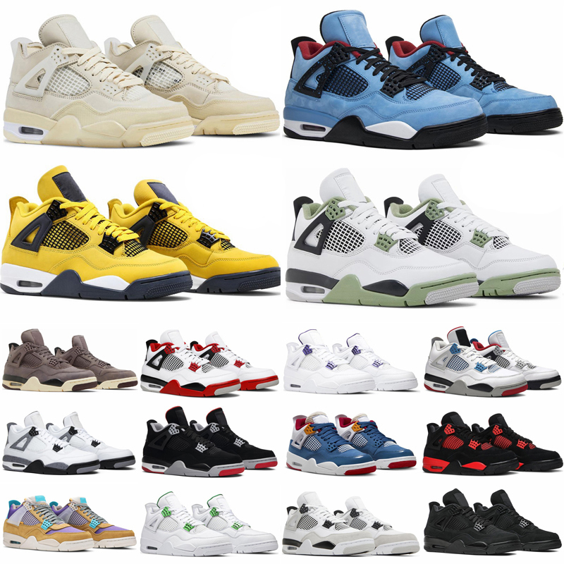 Free shipping Basketball Shoes 4 4s Womens Mens Sneakers Fashion Designer shoes Trainers Black White Blue Green Military Black Cat Gym Jogging Outdoor Sport Trainer