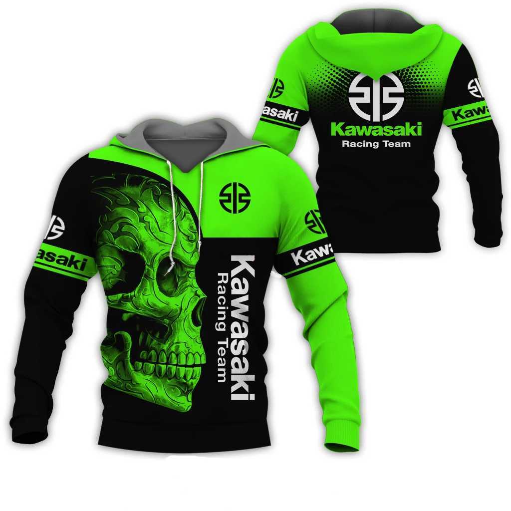 Men's Hoodies Sweatshirts Spring and Autumn 2024 3D Printed Kawasaki Ninja Motorcycle Off road Pullover Extreme Sports Adventure Unisex Hoodie J2