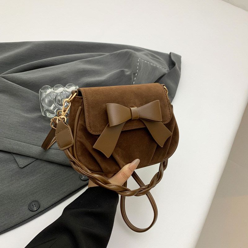 2025 new Trendy bow pleated small square new fashionable western-style frosted single shoulder casual crossbody women's bag zhanyishengli