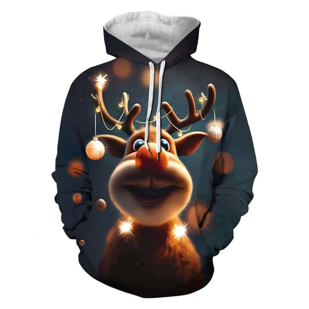 2024 new autumn winter Christmas warm 3D printed Greentown anime hooded sweatshirt for men and women with long sleeves