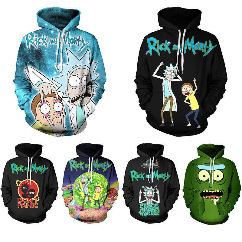 Autumn Winter Trendy Rick and Morty3D Digital Printed Casual Hoodie