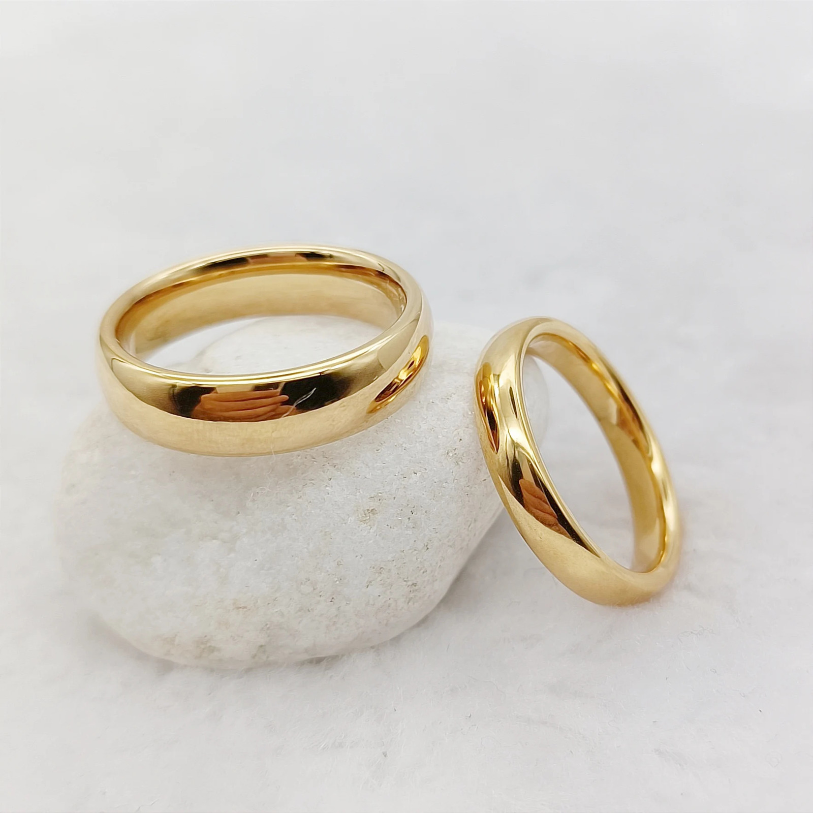 Simple 6mm 4mm Wedding Rings Lovers High Quality Handmade Fashion Jewelry Golden Couples Marriage Tungsten Finger Ring 241202