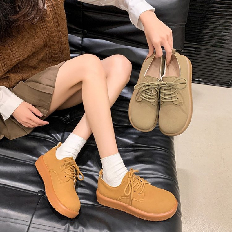 Thick soled full bag Boken shoes British style small leather shoes for women 2024 new spring and autumn wholesale Le Fu shoes Boken single shoes
