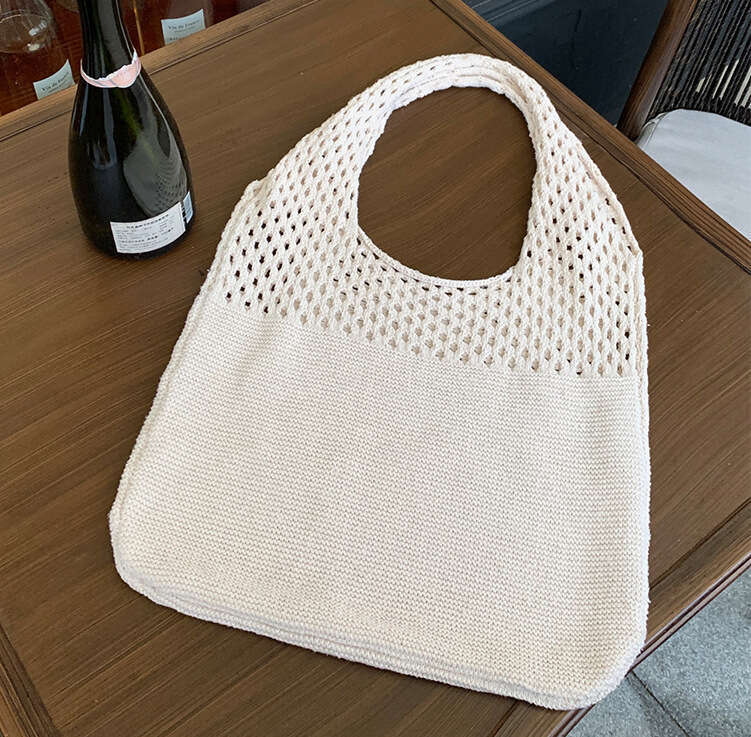New Japanese And Korean Tote Mesh Hollow Women's Shoulder Knitted Bag Handbag B1