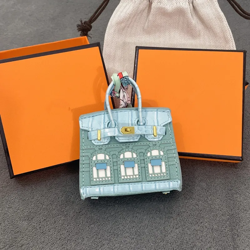 Fashion Keychains Lanyards Tiny House Leather Mini Bag Charm Keyring Decorate Purse Keychain Pendant R250602 L250928OJCJ