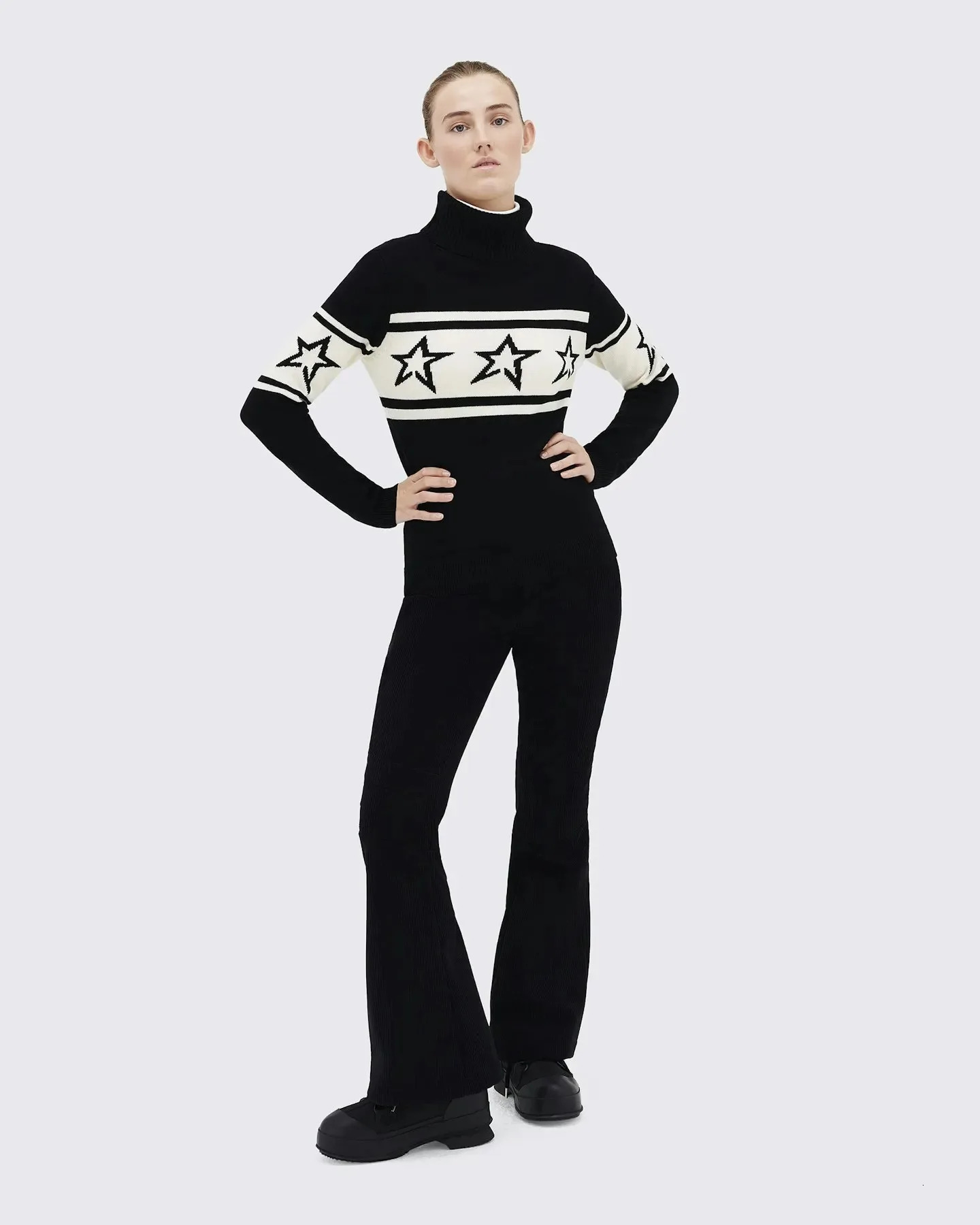 High end turtleneck sweaters for European and American women featuring a star stitched pattern for warmth and knitting 241202
