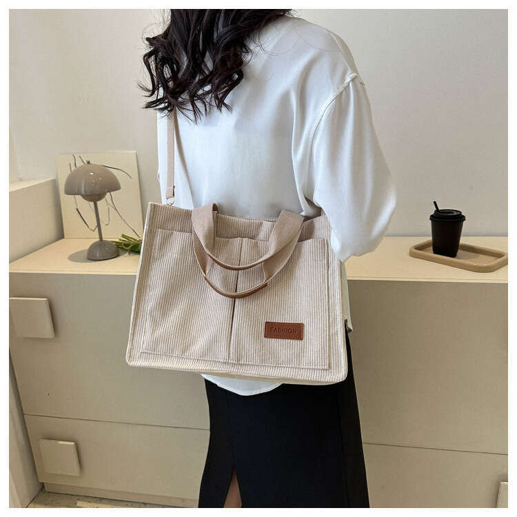 New Corduroy Large Capacity Handbag, Single Shoulder Crossbody Bag, Casual, Fashionable And Versatile B2