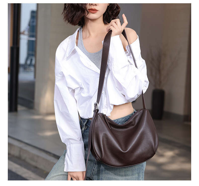 Motingsome Frist Layer Cowhide Handbag Women Saddle Purse Shoulder Fashion Satchel Lady Daily Bags Black Tote