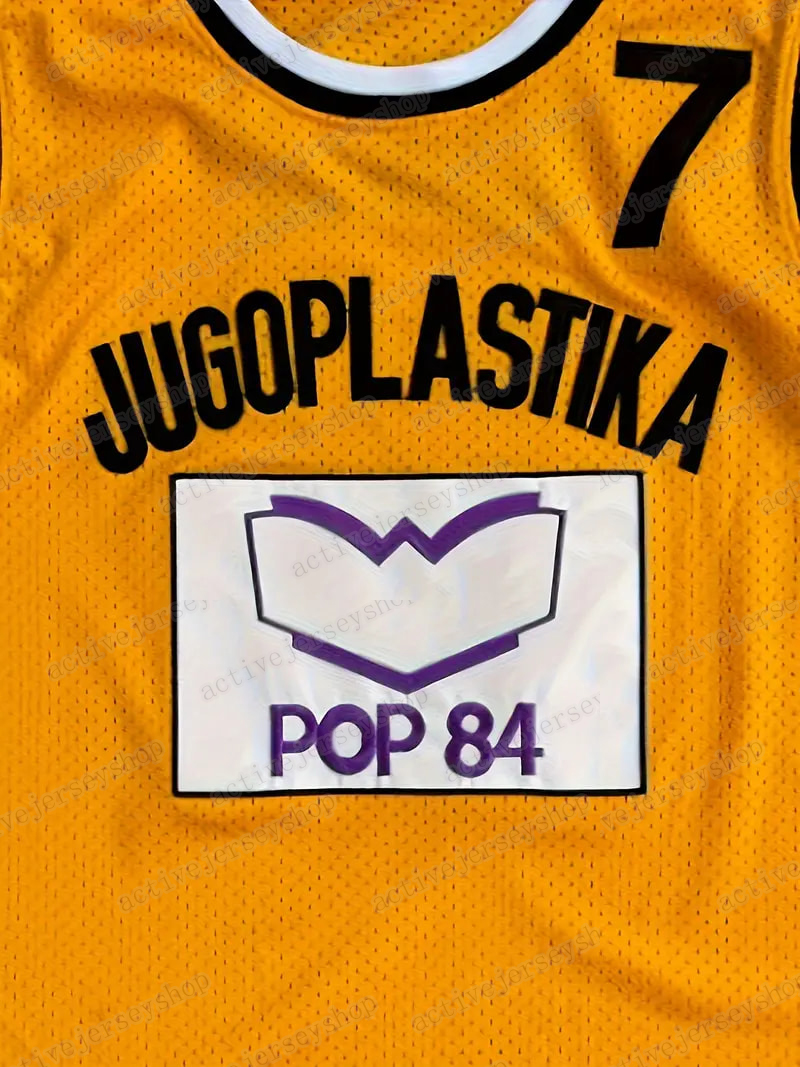 men #7 Kukoc yellow black Vintage Basketball Jerseys Sleeveles with Embroidered Letters and Numbers for Adult for Gifts