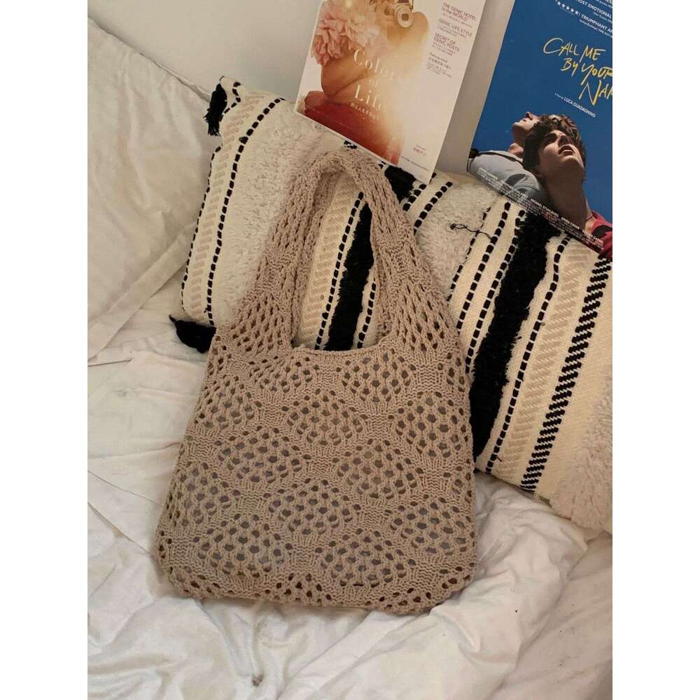 New Retro Women's Hollowed Out Yarn Knitted Tote Shoulder Bag, Shopping Bag B1