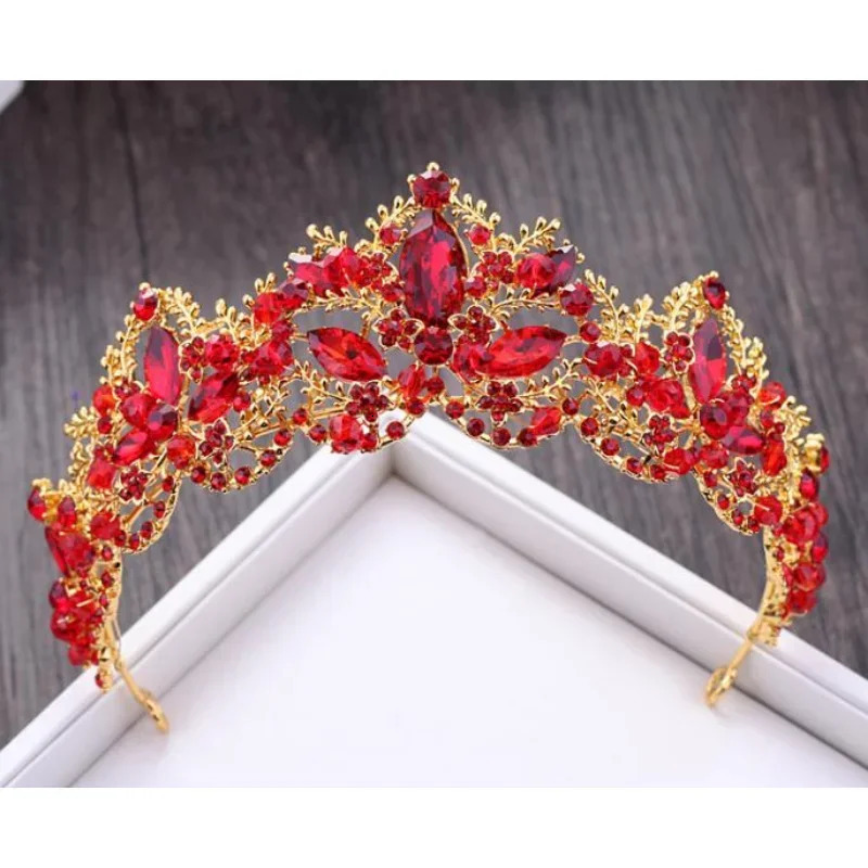 Fashion Baroque Crystal Bridal Crown Tiaras Light Gold Diadem Tiaras for Women Bride Wedding Hair Accessories 241202