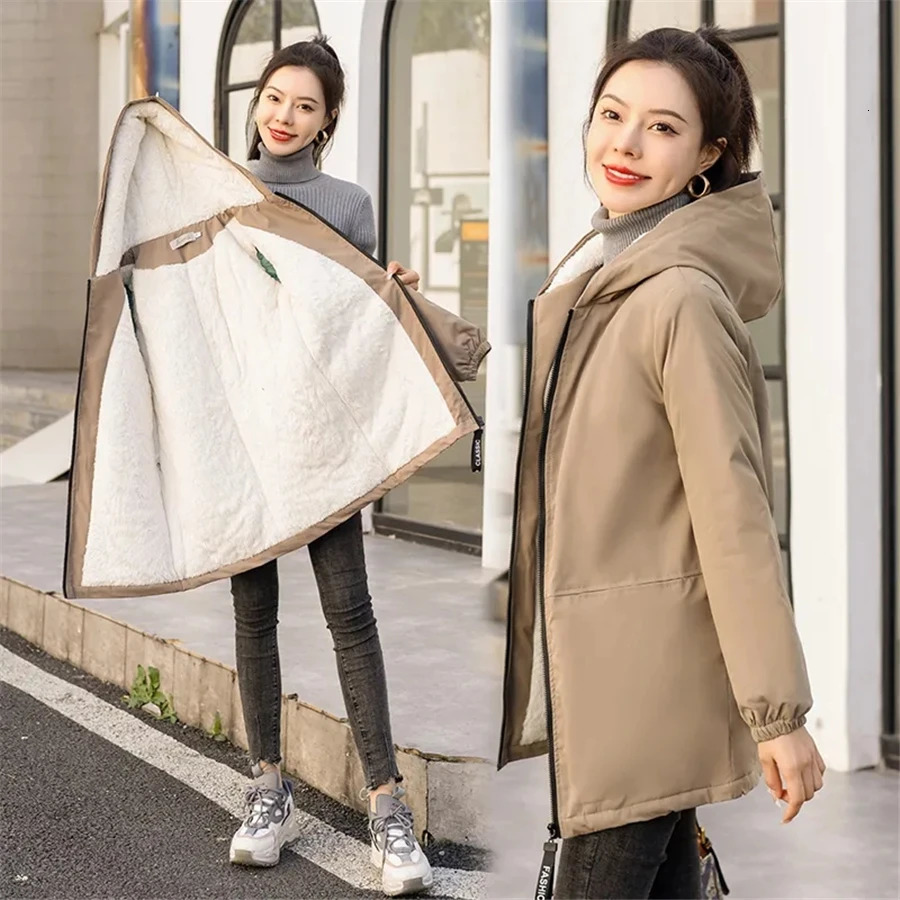 M4XL Oversize Winter Jacket Cotton Padded Thicken Fleece Coat Women Parkas Warm Overcoat Snow Wear Windbreaker Loose Jackets 241120