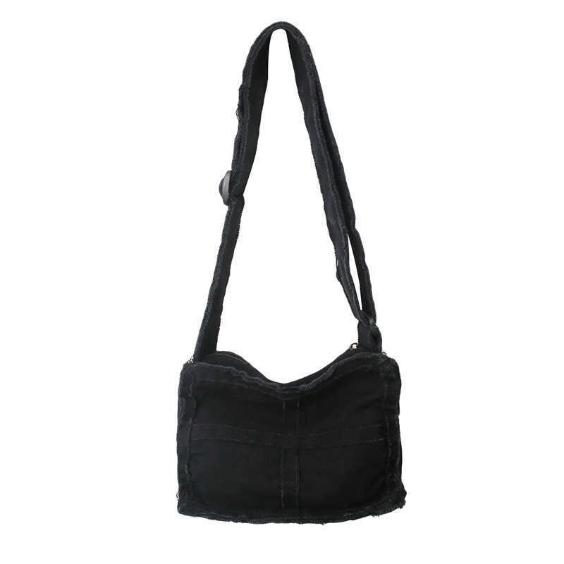 Canvas bag new ins frayed lazy style shoulder bag crossbody bag women's bag simple 241202