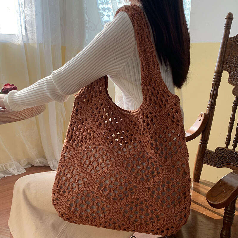 New Retro Women's Hollowed Out Yarn Knitted Tote Shoulder Bag, Shopping Bag B1