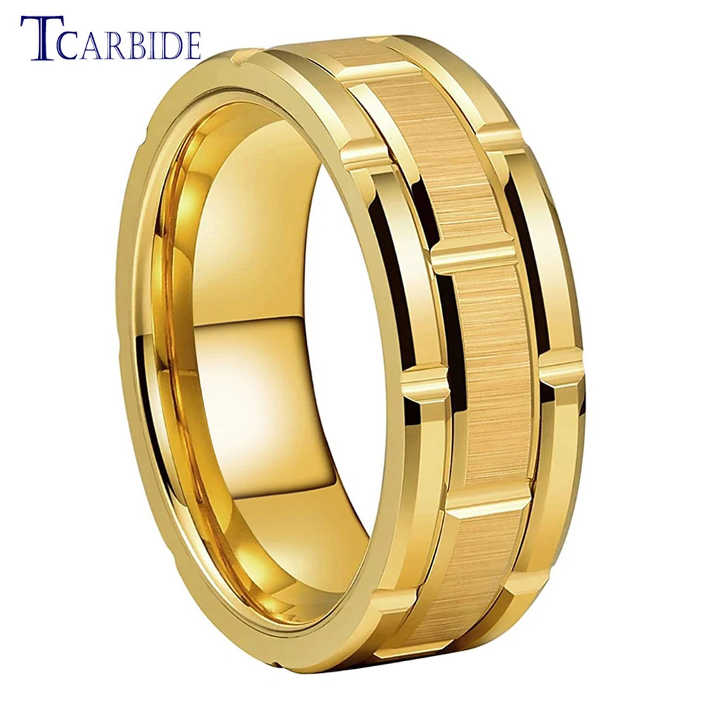 8MM Men Women Cool Wedding Band Tungsten Carbide Ring Multi Grooves Finish Boyfriend Husband Surprice Gift Jewelry 241202