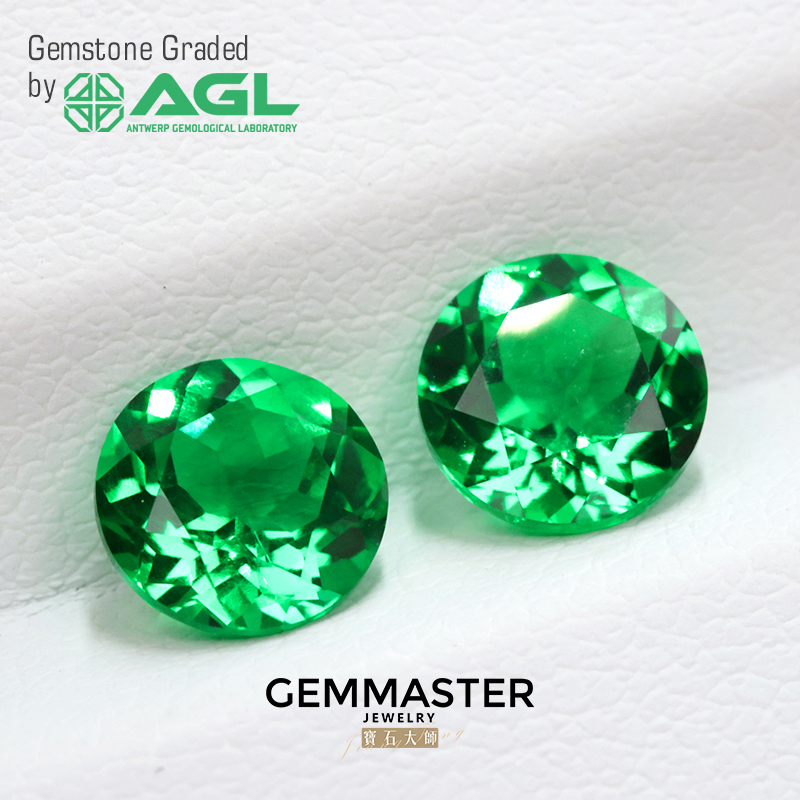 Round Brilliant Lab Grown Emerald Vivid Green Stone Verdant Green Emerald With AGL certificate Lab Emerald Factory wholesale