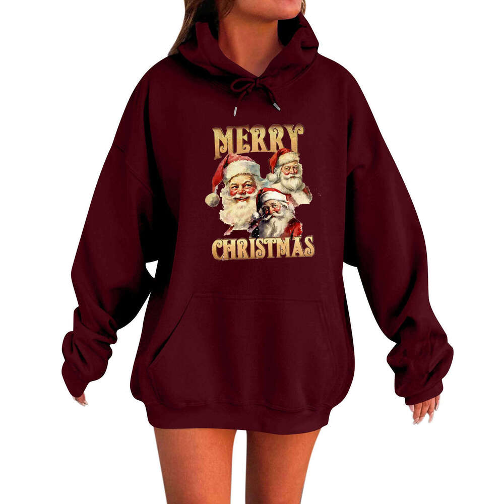 2024 European American new Santa Claus letter 3D printed gift hooded sweatshirt for men and women's casual wear