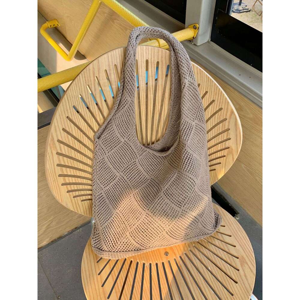 Knitted Women's Retro Hollow Woven Yarn Tote Bag, Handbag, Minimalist Shoulder Bag B1