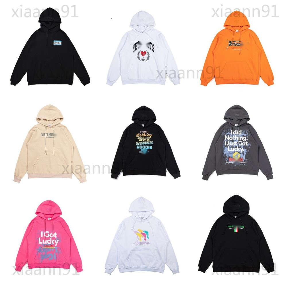 Designer Fashion Classic vetemently hoodie mens women Hot Drill Letter graphic hoodie sweatshirts cotton Embroidered Casual VTM Pullover Oversized hoodie