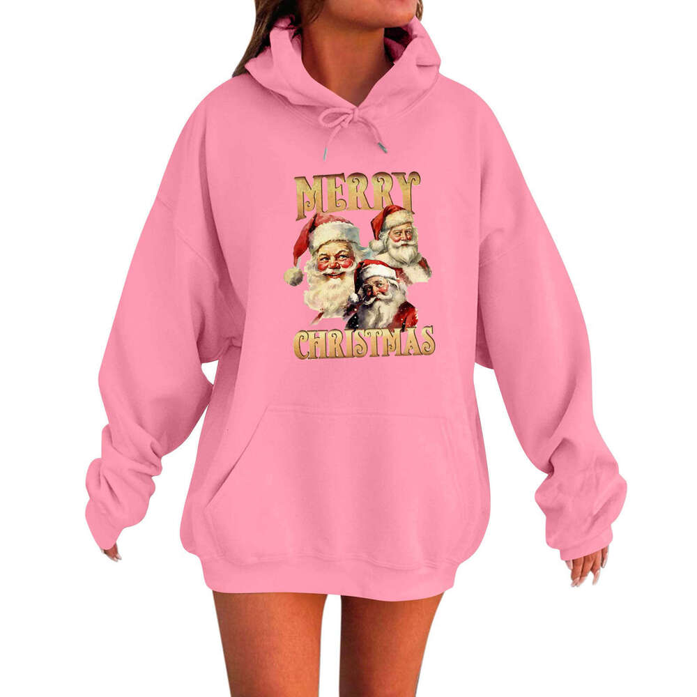 2024 European American new Santa Claus letter 3D printed gift hooded sweatshirt for men and women's casual wear