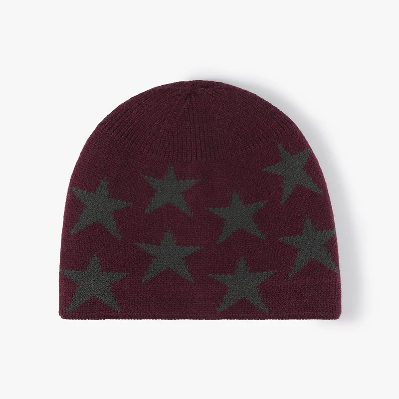 Winter Keep Warm Hat Soft FivePointed Star Fleece Lined Thickened Snug Men Beanie hat Female No Eaves Outdoor Knitted 241125