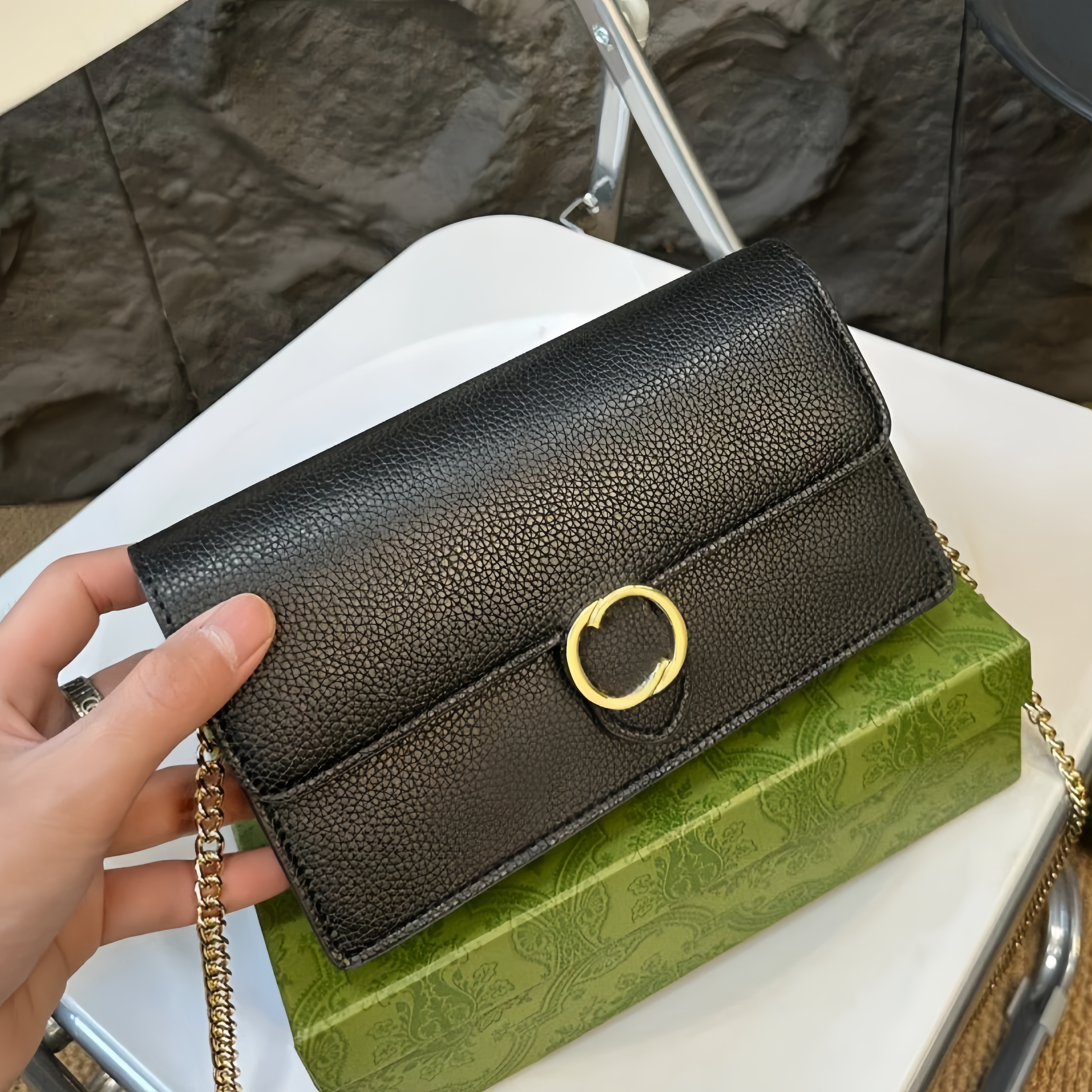 Classic Flap Woc handbag Evening bag Designer Shoulder bag Womens mens Luxury Black red snake Leather tote Bag Mirror quality Mini wallet purse Crossbody Clutch Bags