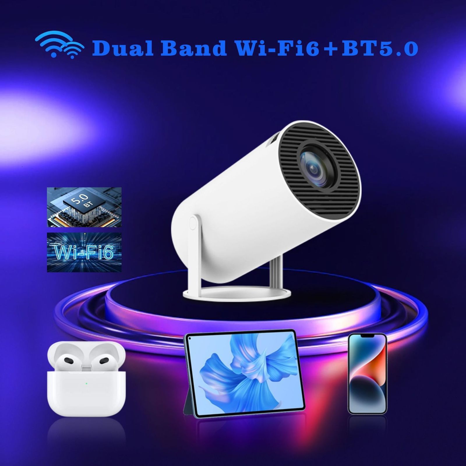 HY300Pro Home 4K Portable LCD Ultra HD Living Room Wall Projection Wireless Same Screen Projector 241019
