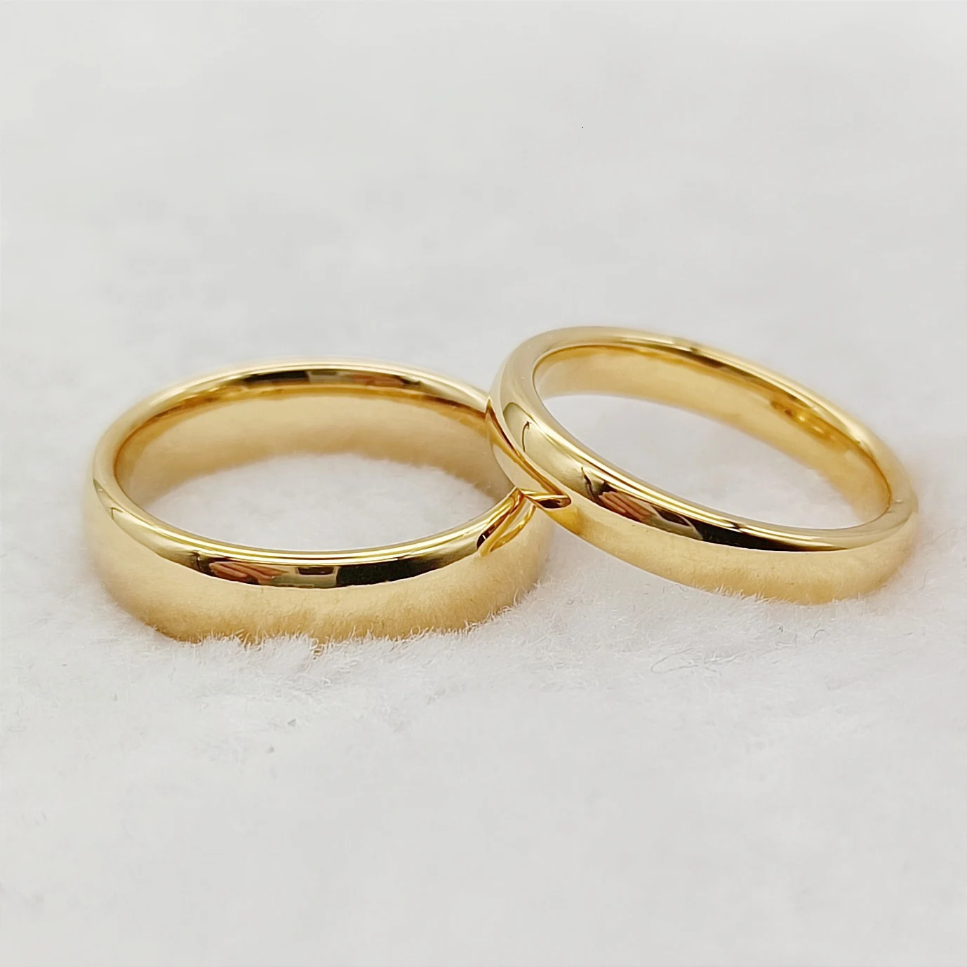 Simple 6mm 4mm Wedding Rings Lovers High Quality Handmade Fashion Jewelry Golden Couples Marriage Tungsten Finger Ring 241202