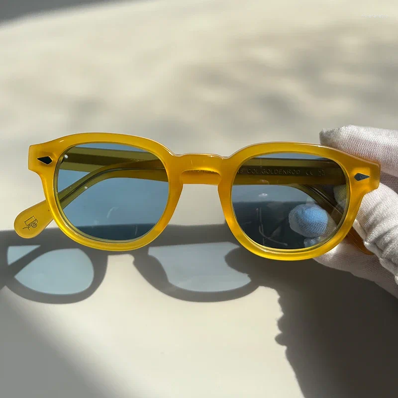 Sunglasses High Quality Acetate For Men And Women Designer Brand Lemtosh Yellow Frame Vintage Sun Glasses Gradient Lense