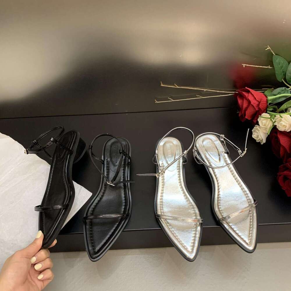 2024 Summer New Pointed Toe High Heels Ladies Fashion Banquet Dress Low Heel Designer Women Sandals
