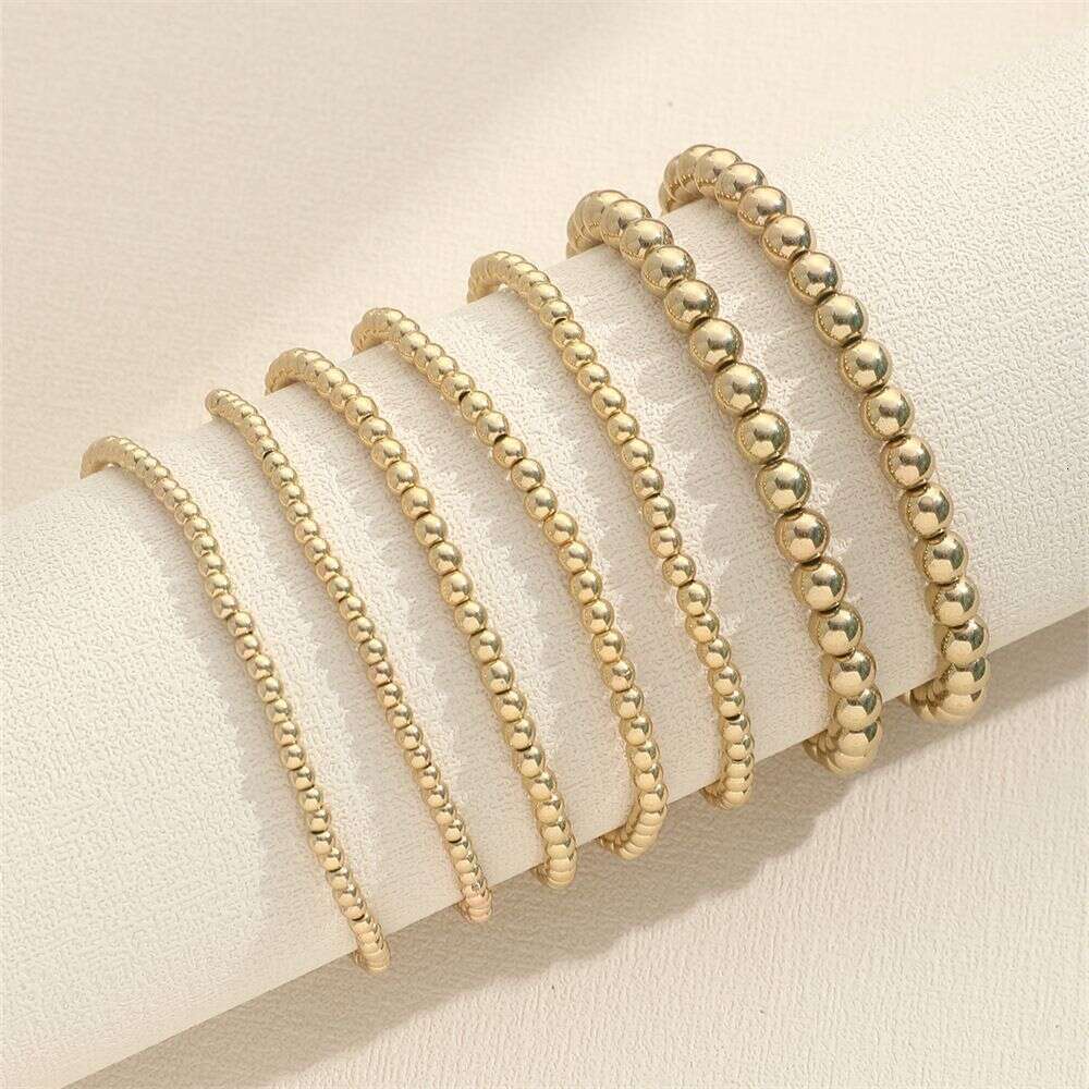 New Versatile Handmade Beaded Bracelet Set for Couples Beach Style Geometric CCB Elastic Handicrafts