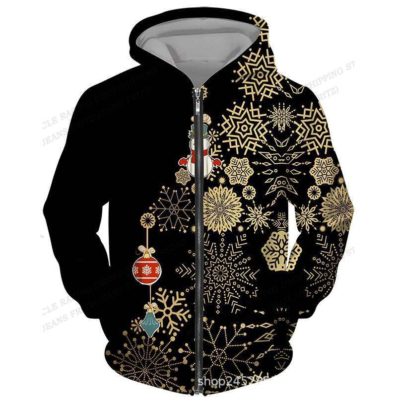 3D hoodie, New Year, men's and women's zipper hoodie set, sports shirt, Christmas party jacket