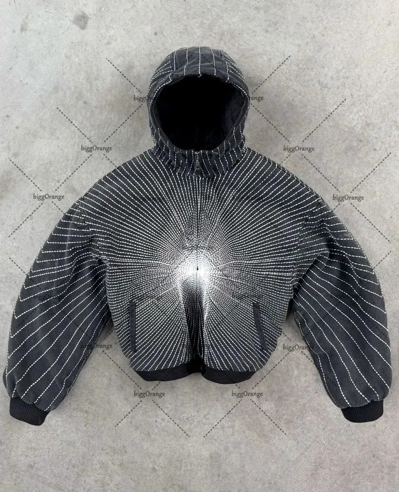 American Y2K Harajuku casual loose punk super large hoodie mens retro street hip-hop fashion version zipper sportswear womens 241202