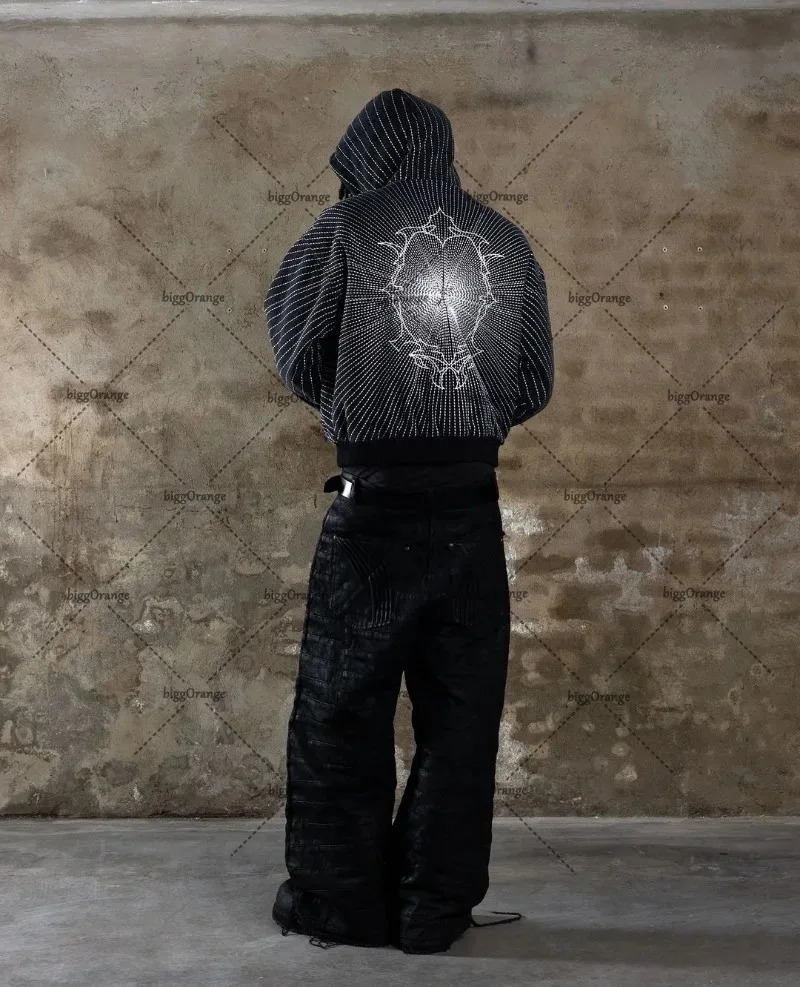 American Y2K Harajuku casual loose punk super large hoodie mens retro street hip-hop fashion version zipper sportswear womens 241202