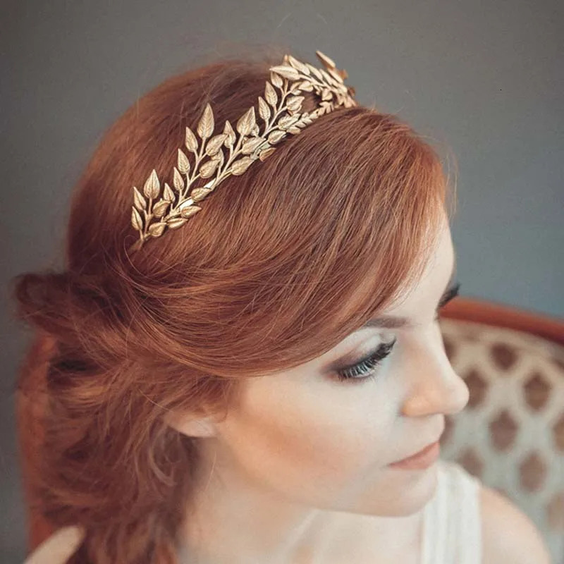 Vintage Crystal Pearl Headband Bride Tiara Headpiece Gold Color Leaf Hair Jewelry Bride Wedding Crowns Hair Accessories FORSEVEN 241202