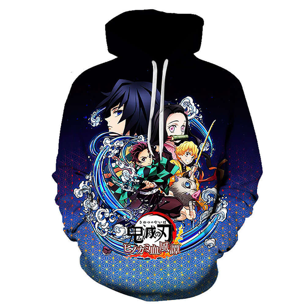 2024 Japanese Anime Demon Slayer 3D Digital Printed Casual Loose Hoodie