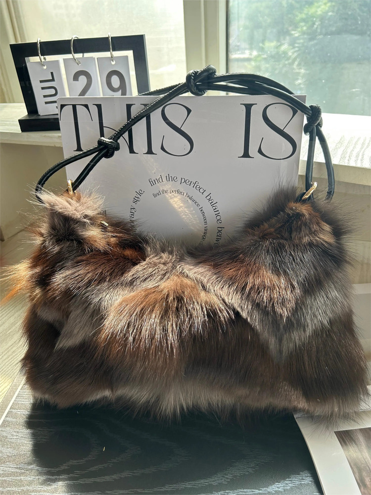 Winter Women's Fashion Handbag Ladies Purses Women Shoulder Bag Real Sier Fox Fur Messenger Bags