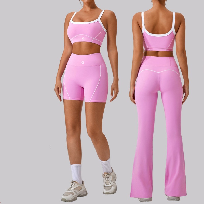 A0512 Yoga Set Women Two Pieces bralette Gym Tracksuits Bra Fiess Shorts Fared Pant Workout Sports