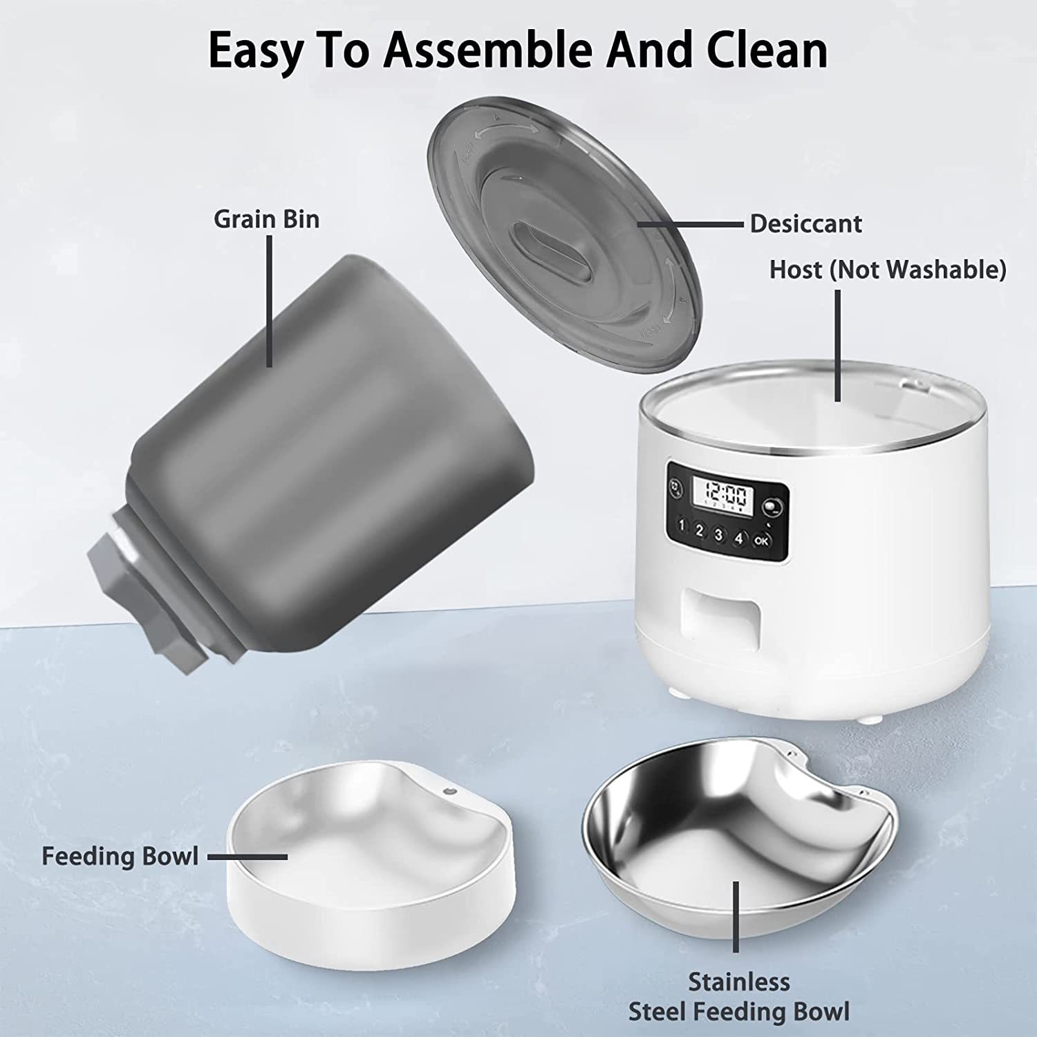 4L Smart Pet Feeder Wifi Control Timed Wet Dry Food Dispenser Separation Design Stainless Steel Bowl