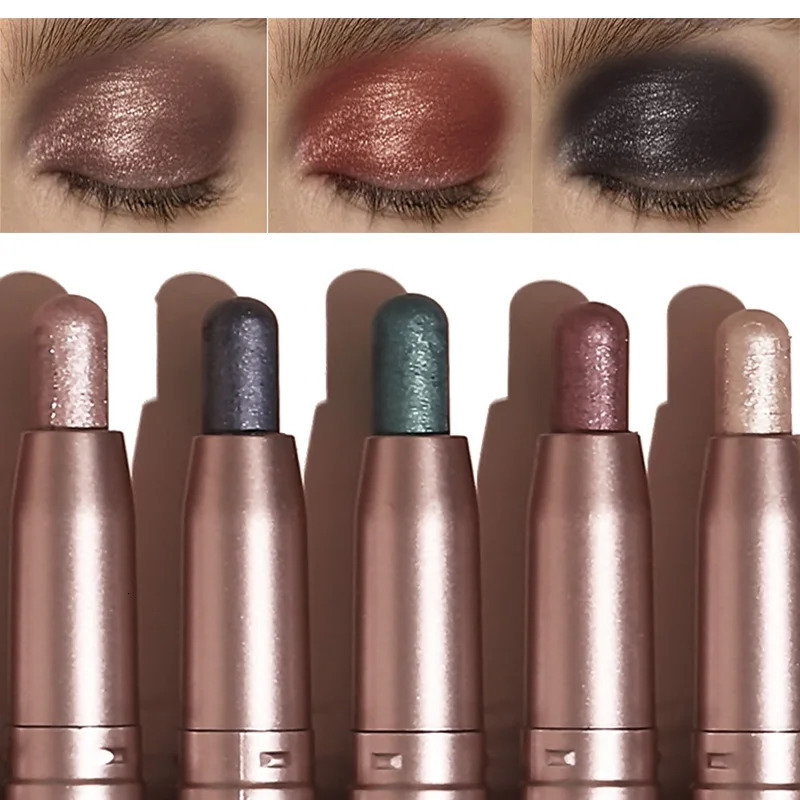 Metallic Doublehead Eyeshadow Stick Diamond Shimmer Highlighter Pencil Ultra Pigmented Long Lasting Cream Eye Shadow Sponge Pen 241118