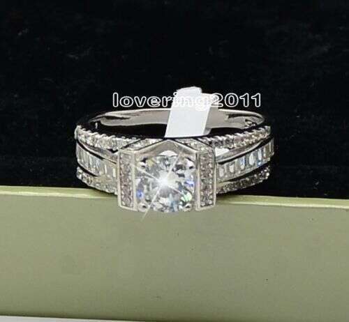 Eiffel Tower Style White Topaz Gemstone Engagement Ring in Sterg Sier with CZ Dia (Size 5-10) dh910320090