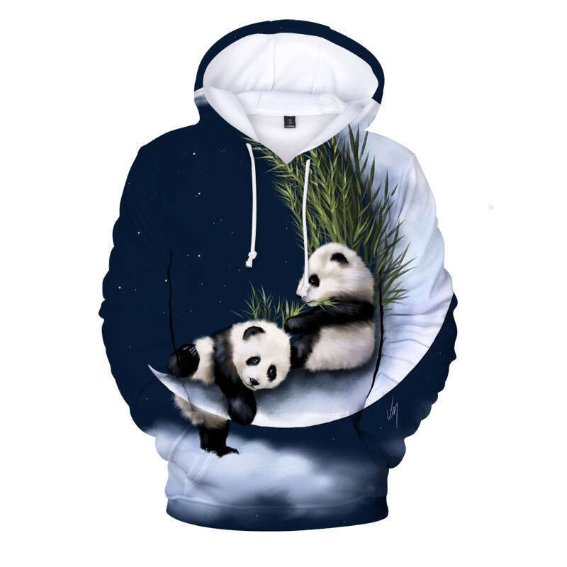 Cute animal panda 3D digital printing adult and children's parent-child series casual hooded sweatshirt factory direct sales