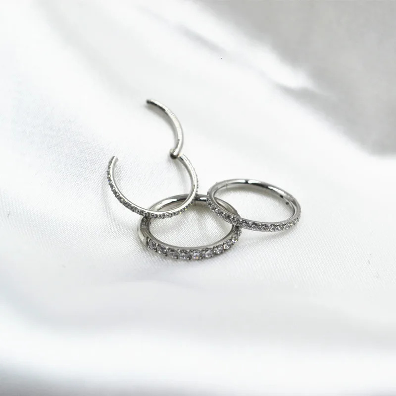 10pcs/Lot 316L Steel 18G 16G 14G Nose Seamless Hinged Segment Septum Clicker Ring Ear Cartilage Rook Helix Hoop Ring CZ 241120