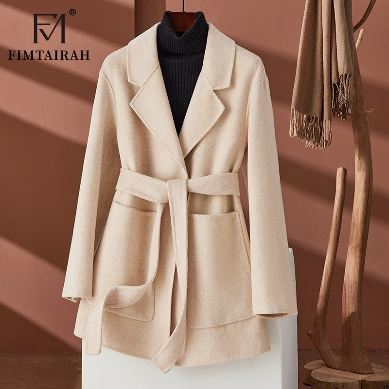 Fimtairah Doublesided 100 Wool Coat for women short slimfit 2024 autumnwinter pure wool coat 241121