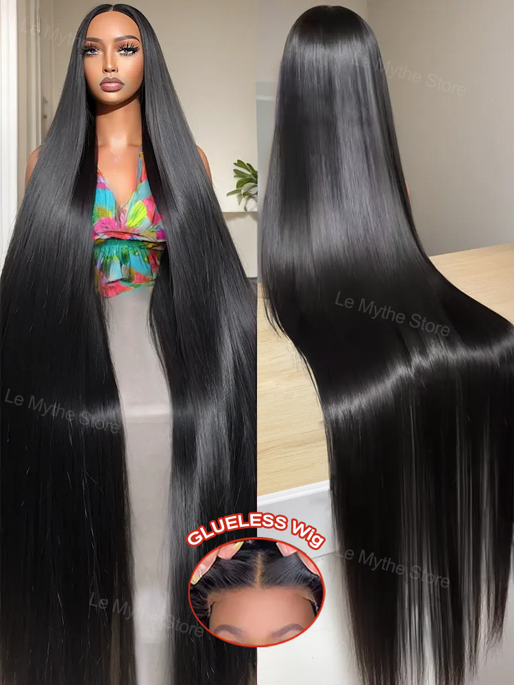 Straight 13X6 HD Transparent Frontal Wigs 5X5 Glueless 30 40 Inch 13X4 Lace Front Human Hair Bone Brazilian Closure Wear Go